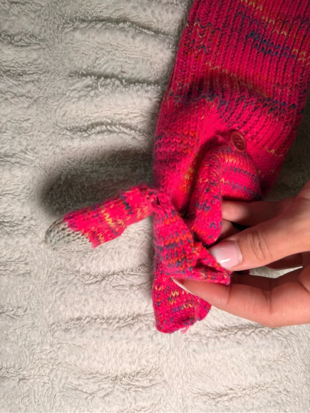 Pink Knit Fingerless Convertible Gloves